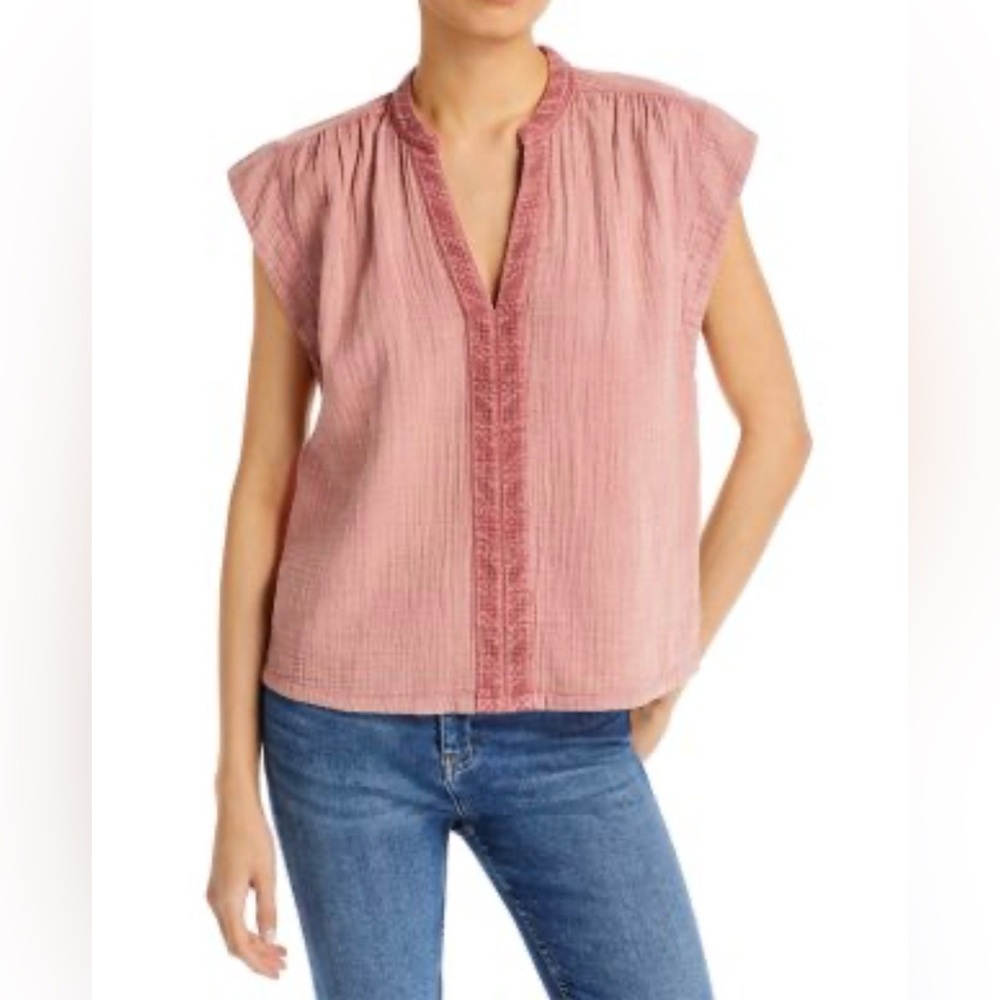 Faherty Lucia Embroidered Gauze Top